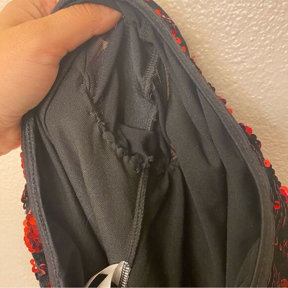 Weissman Dance costume leotard red sequin flapper fringe 11475 LC-large child - Picture 5 of 10